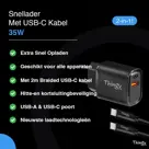 Snellader 35W USB-A & USB-C Met Kabel