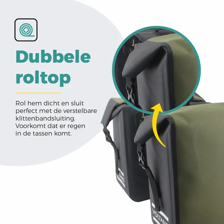 Voltano Dubbele Rolltop Fietstas 48 L