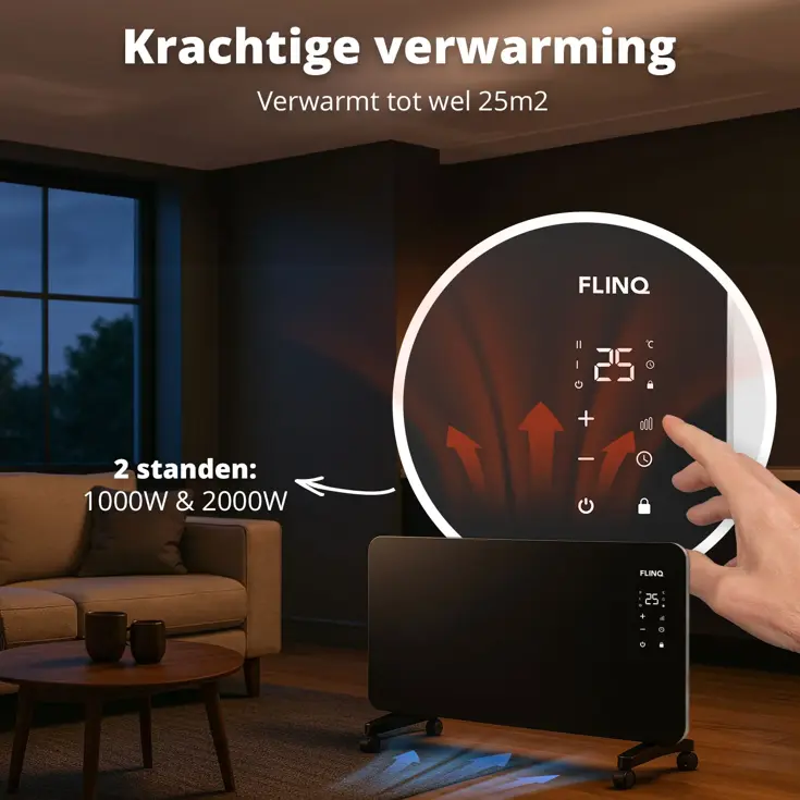 Slimme Paneelverwarmer -2000W - Zwart