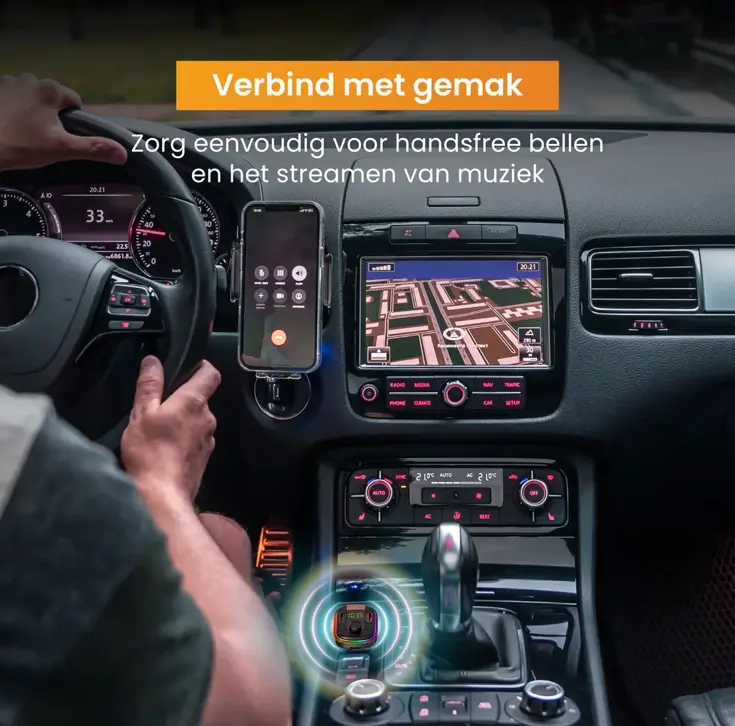 Telefoonhouder Auto Oplader + FM Transmitter