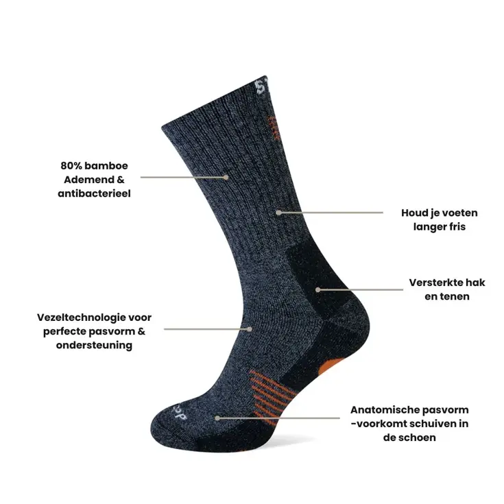 Techno Bamboo - 3 paar - Wandelsokken