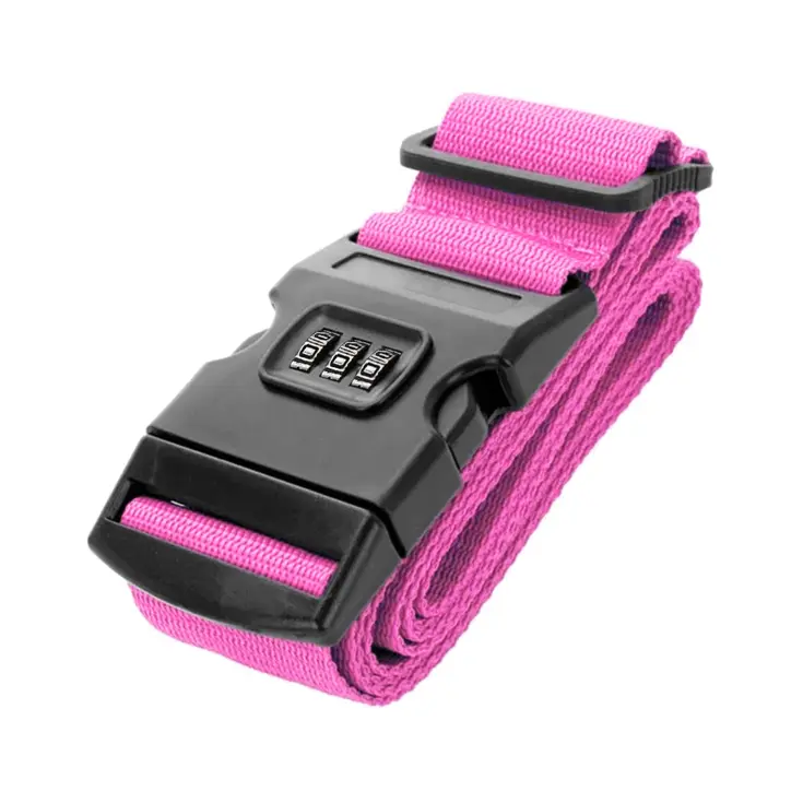 Kofferriem met cijferslot 180 cm – Roze