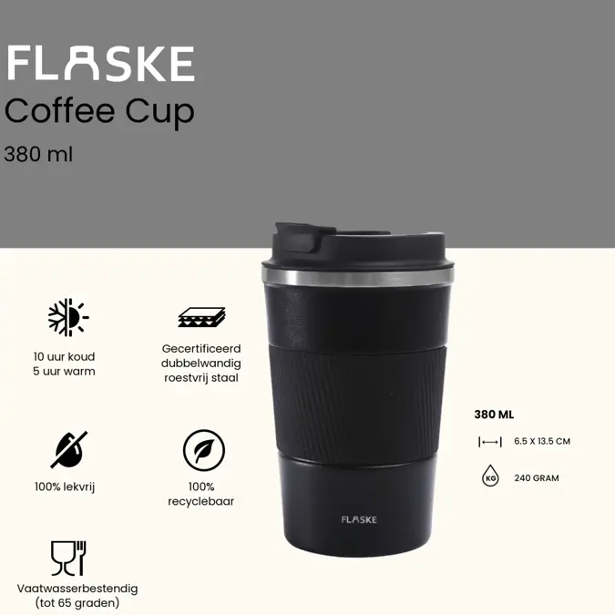 FLASKE 380ML RVS Koffiebeker to Go