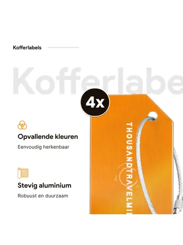 Aluminium kofferlabels – 4 stuks – Oranje