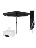 Parasol Zwart Ø3m Met Voet En Hoes