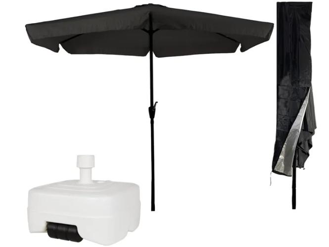 CUHOC Parasol Zwart Ø3m Met Voet En Hoes