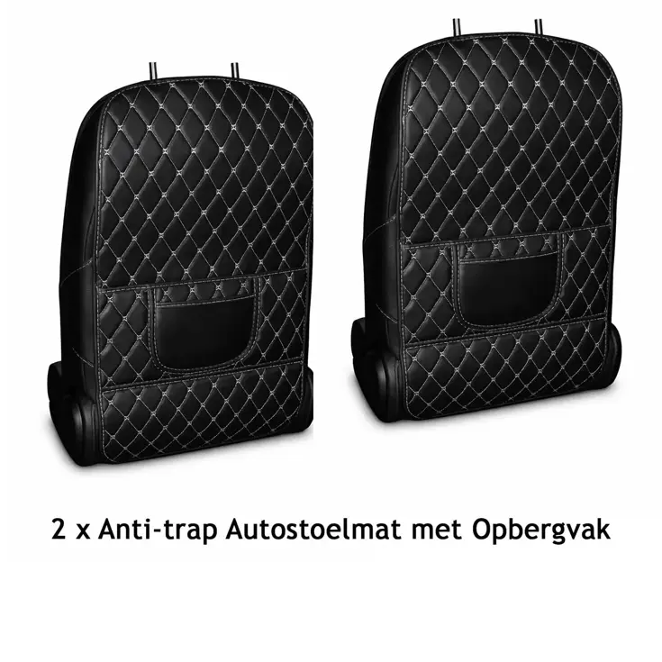 2x Kunstlederen Anti-trap Autostoelmat + Opbergvak
