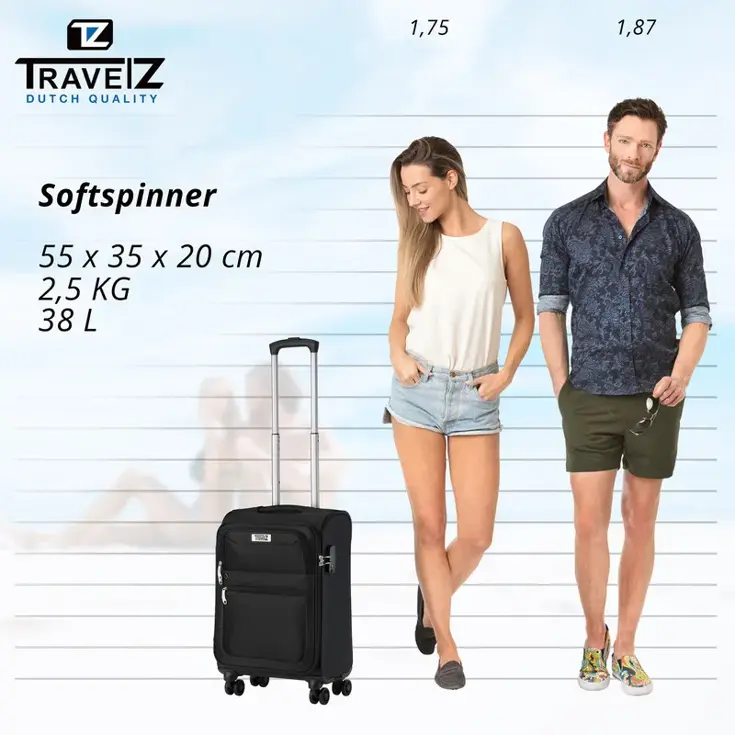 TravelZ Softspinner handbagage koffer 55cm