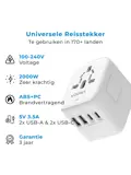 Travel Y25 - Wereldstekker - 170+ landen 4 USB
