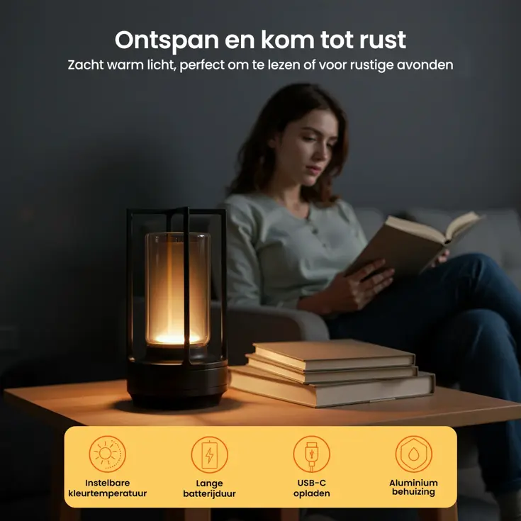 Lumina Tafellamp Oplaadbaar - 17.5cm - LED