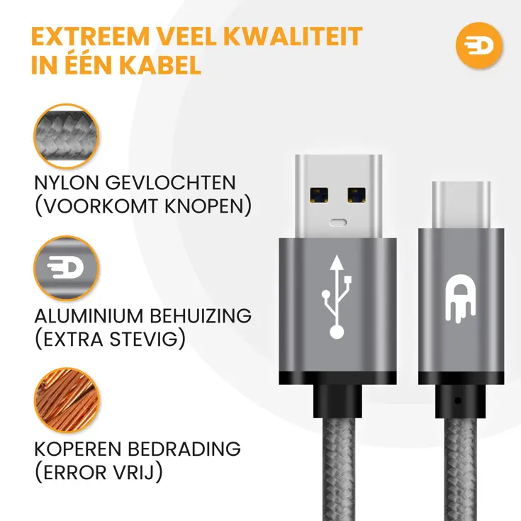 USB naar USB-C Kabel - 3 meter