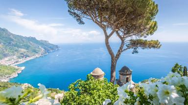 italie_campanie_amalfikust_ravello_boom_bloemen_kerk_zee_uitzichtpunt_GettyImages-585474606