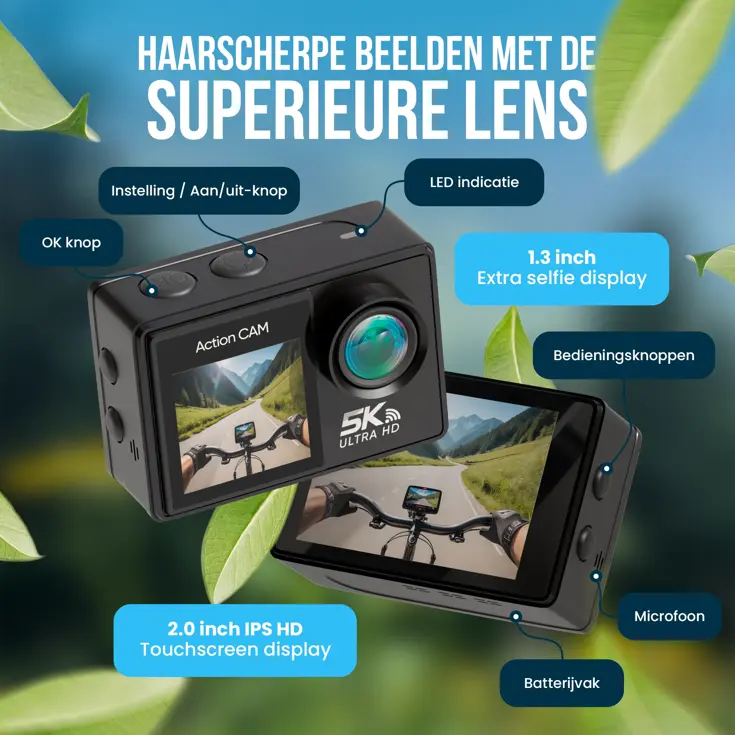 Actiecamera 5K 50MP - Waterdicht - Met WiFi