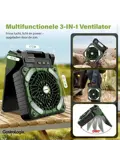 3-in-1 Zonnepaneel Powerbank Ventilator Groen