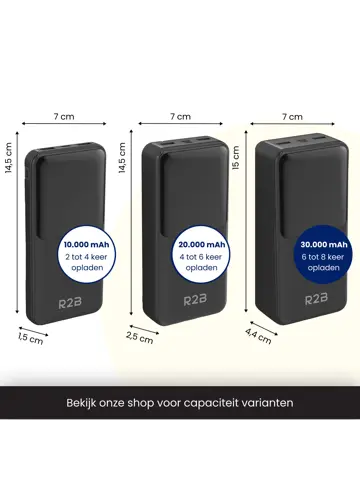 Powerbank 30000 mAh met Ingebouwde Kabels