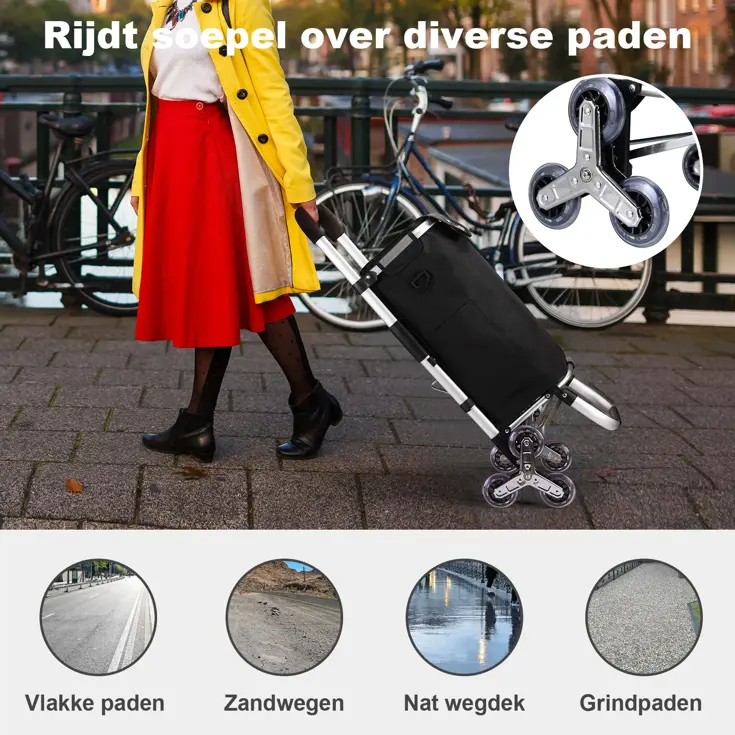 40L boodschappentrolley met trapwielen