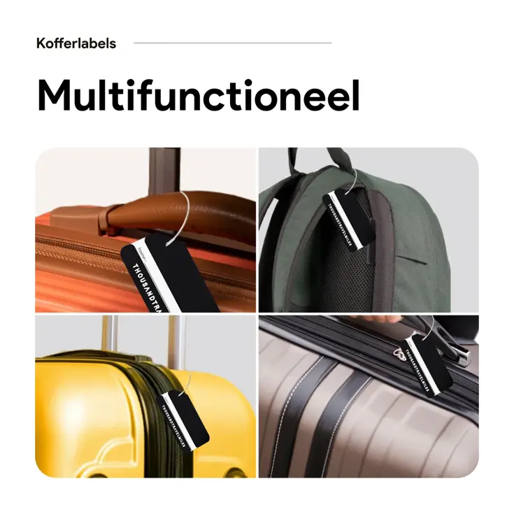 Aluminium Bagagelabel – 2 stuks – Zwart