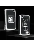 TPU Sleutelhoesje voor Peugeot zwart D3