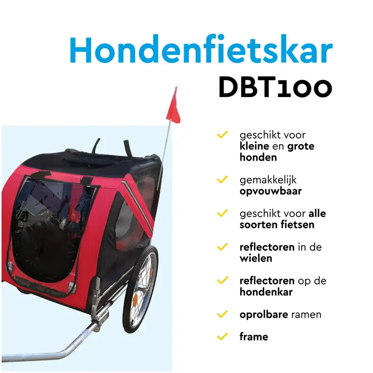 Hondenfietskar – Opvouwbaar –Max. 40 kg-Rood/zwart