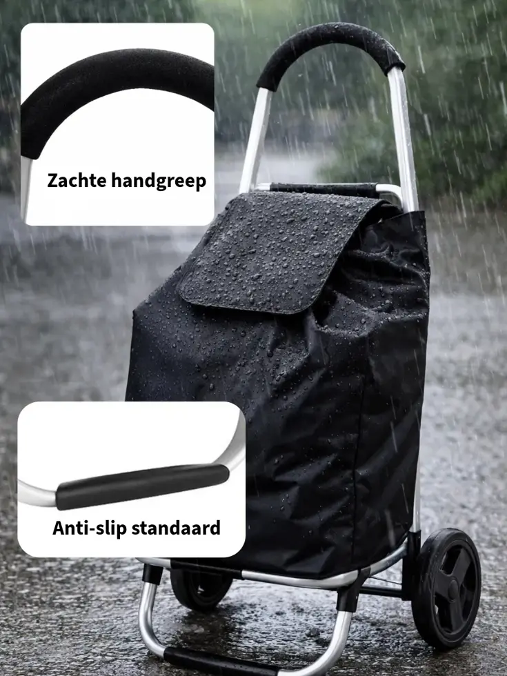 Boodschappentrolley 53L Zwart Met Wielen