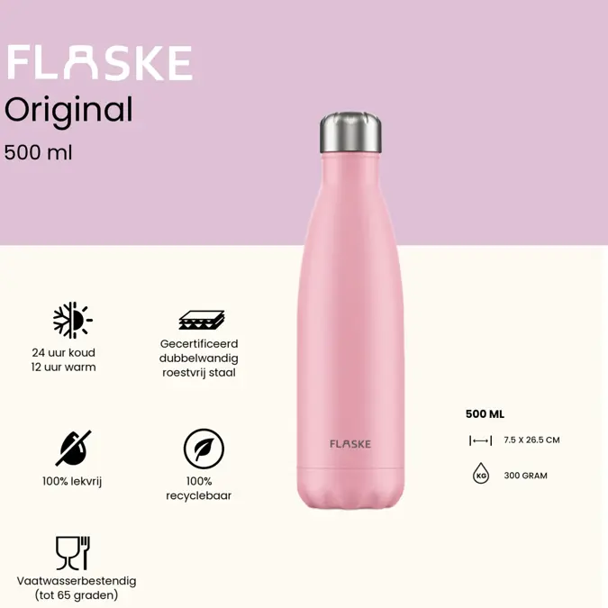 FLASKE 500 ml  RVS Drinkfles
