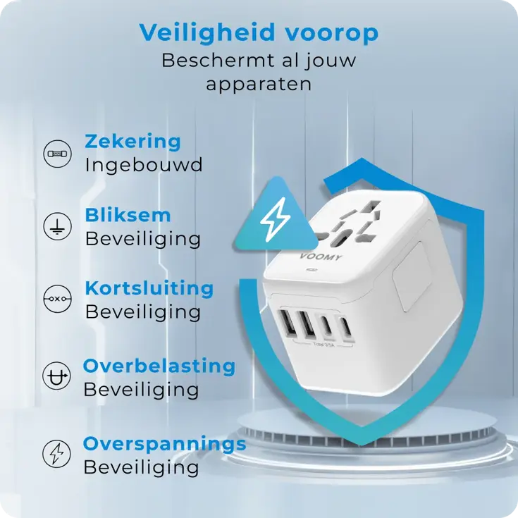 Travel Y25 - Wereldstekker - 170+ landen 4 USB