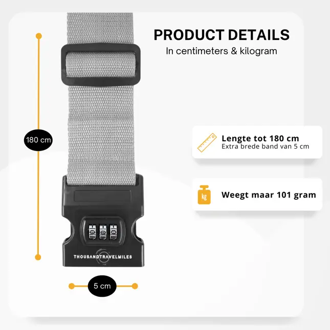 Kofferset 4-delig kofferriem + bagagelabels Zilver