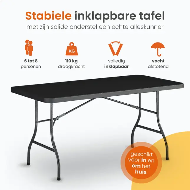 Inklapbare Tafel - Weerbestendig - 180x70x74cm