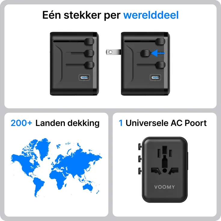 Travel Y35 - Wereldstekker - 35W 170+ landen