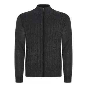 Heren Cable Cardigan Antraciet Cappuccino Italia
