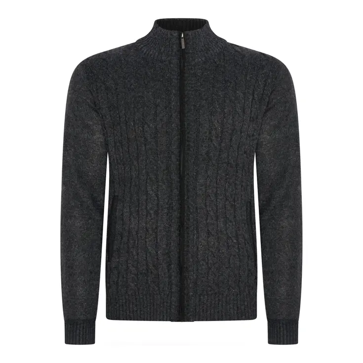 Heren Cable Cardigan Antraciet