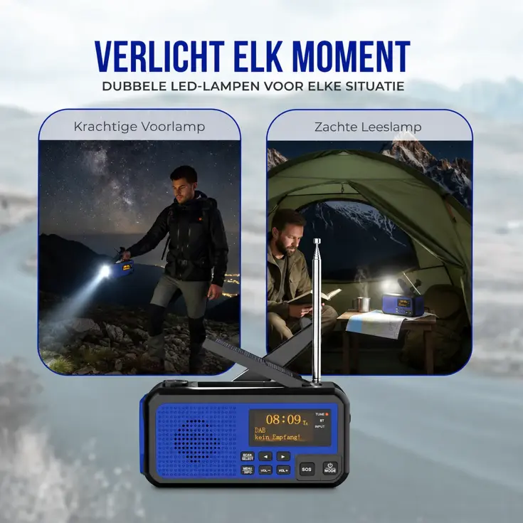 Noodradio DAB+/FM - 5000mAh - Solar Opwindbaar