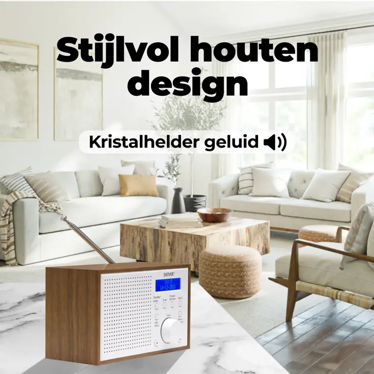 DAB+/FM Radio Wekker Datum & tijd weergave