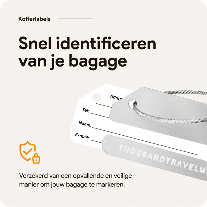 Aluminium Bagagelabel – 4 stuks – Zilver