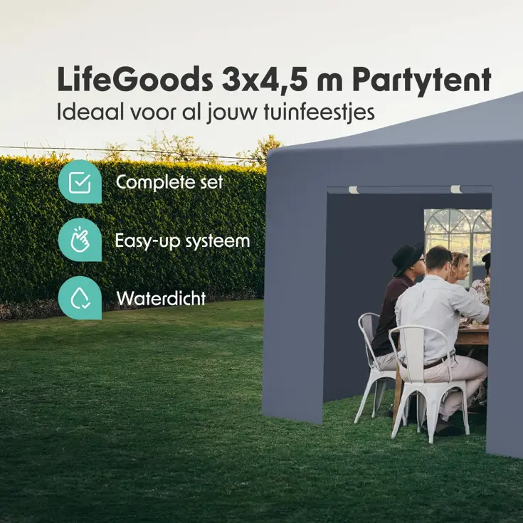 LifeGoods Partytent met Zijwanden– 3x4.5 m