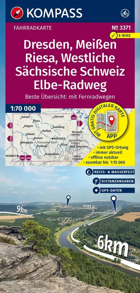Fietskaart FK 3371 Dresden - Meissen