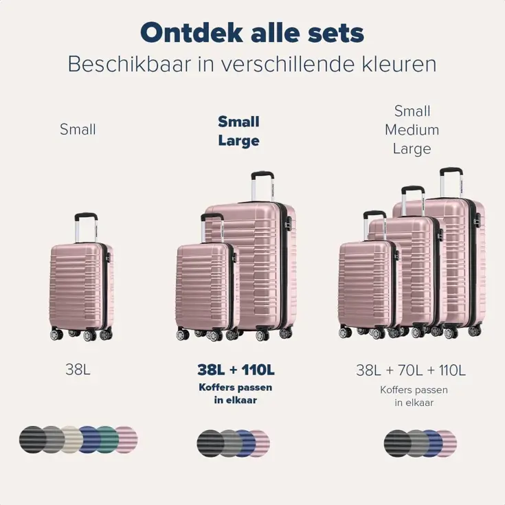 Kofferset – 2 Delig – 38L – Roségoud