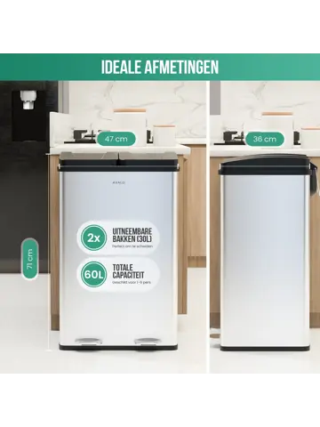Avalo Prullenbak 2x30L - RVS