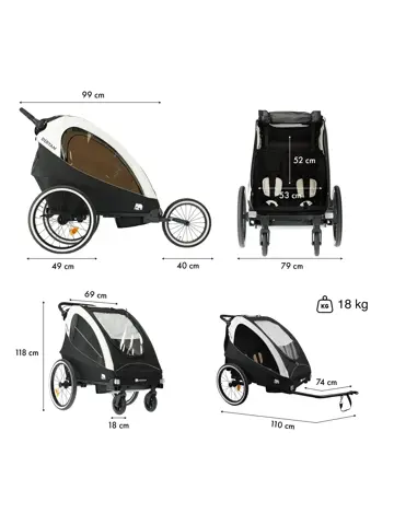 Luxe Fietskar - 3-in-1 model - Hardloopkinderwagen