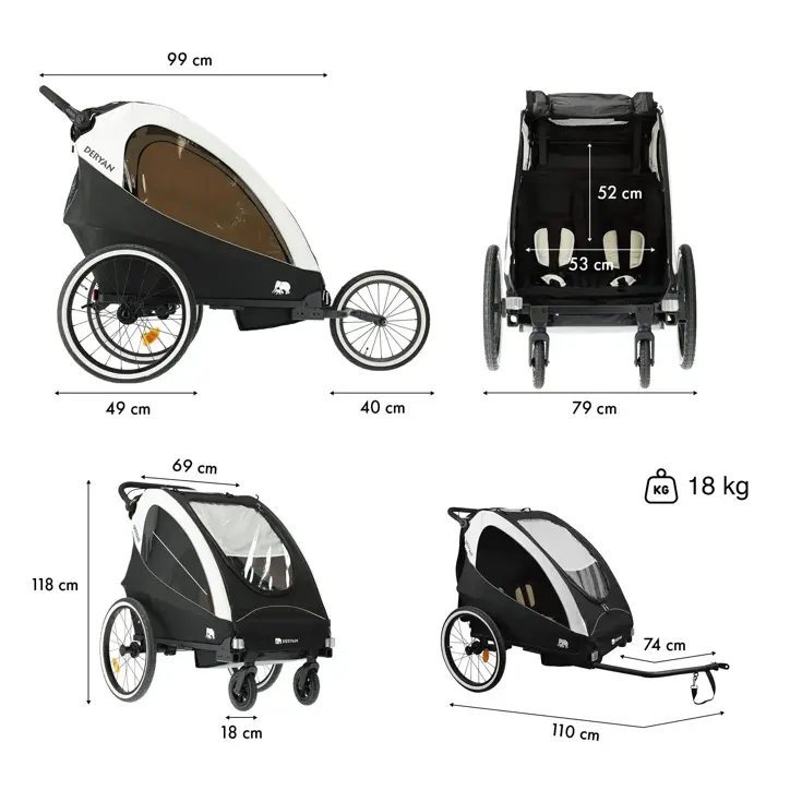Luxe Fietskar - 3-in-1 model - Hardloopkinderwagen
