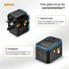 Drivv. Universele Wereldstekker - USB C
