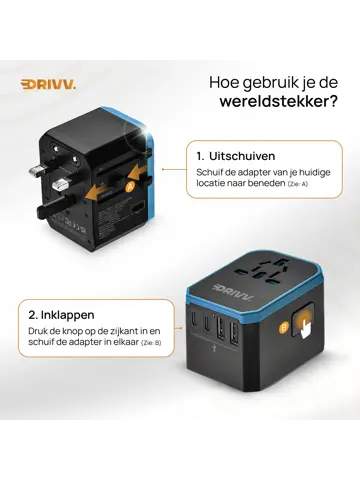Universele Wereldstekker - USB C