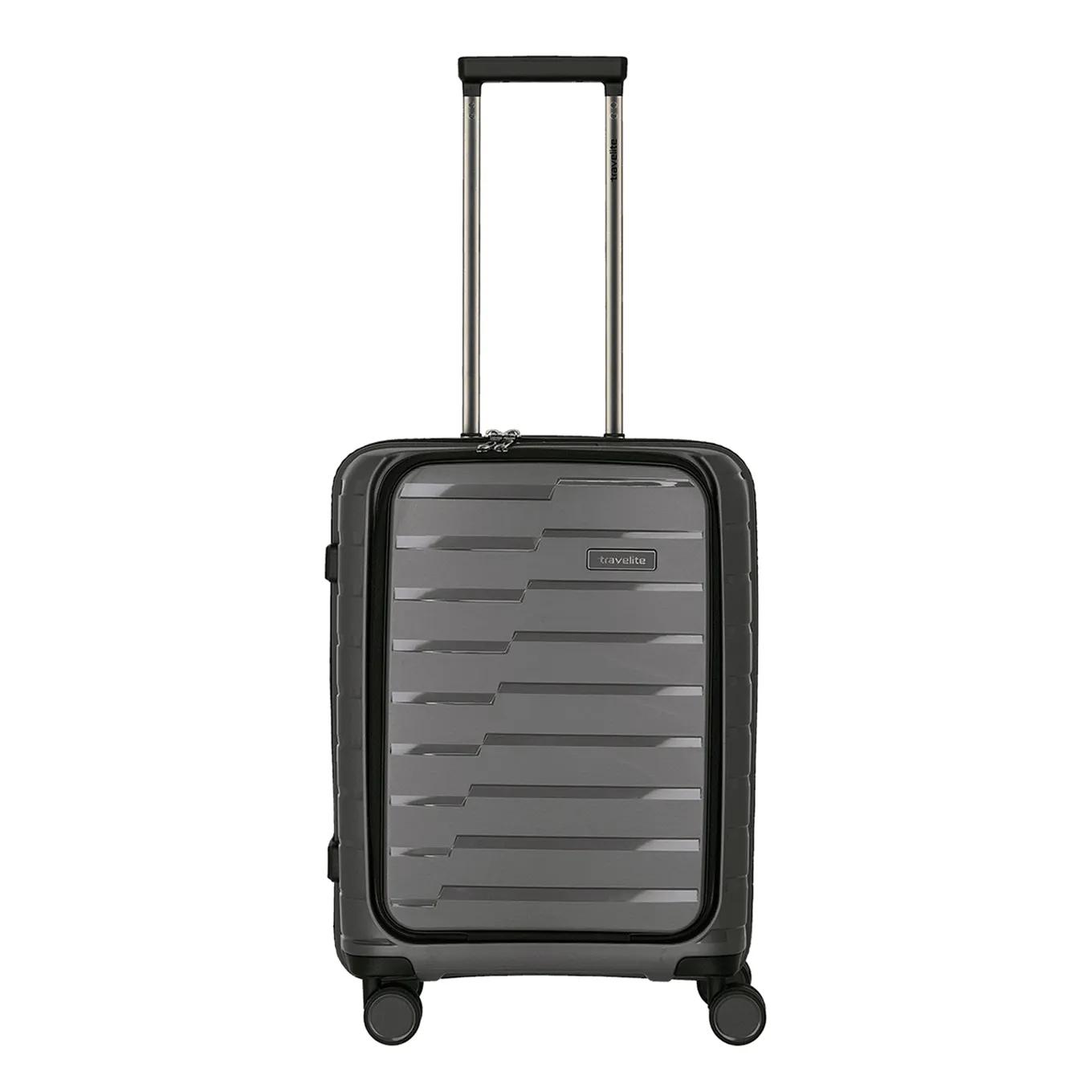 Travelite  4 wiel trolley s front-pocket Grijs  Grijs main product image