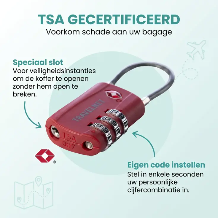 Travelnet TSA Reisslot met Cijfercode Set van 2