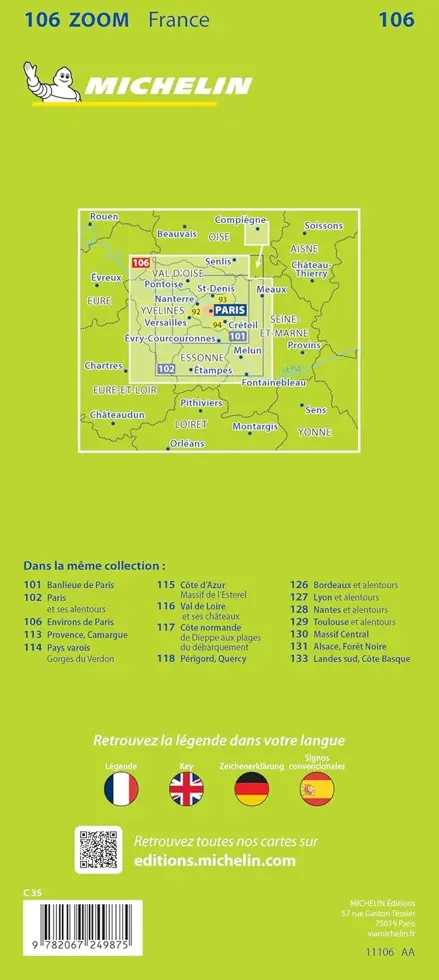 Wegenkaart Zoom 106 Environs de Paris