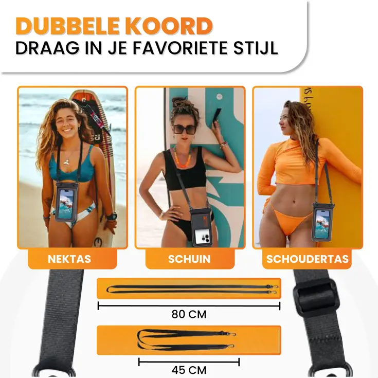 Waterdichte Telefoonhoesje 6.8" Zwart - Drijvend
