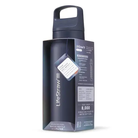 Lifestraw Go - RVS Waterfles 1L - Blauw
