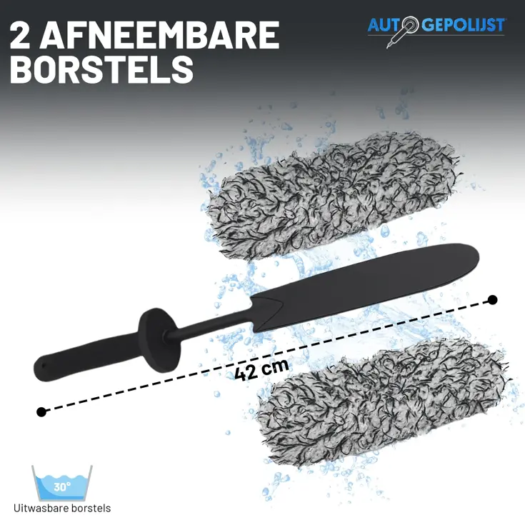 Microvezel Velgenborstel - 2 Afneembare Borstels