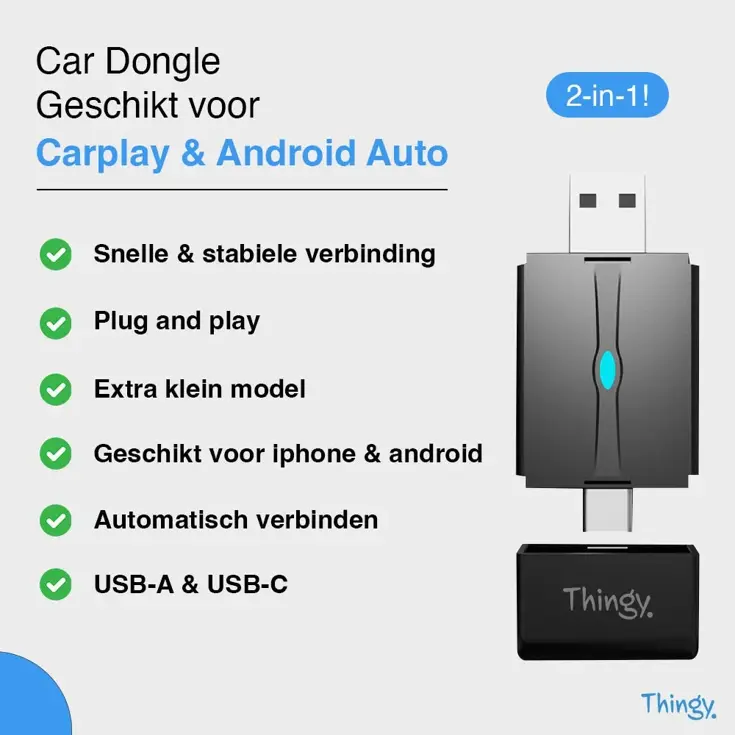 2-in-1 CarPlay Dongle USB-A & USB-C