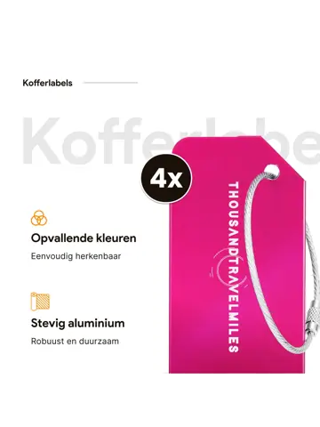 Aluminium kofferlabels – 4 stuks – Roze